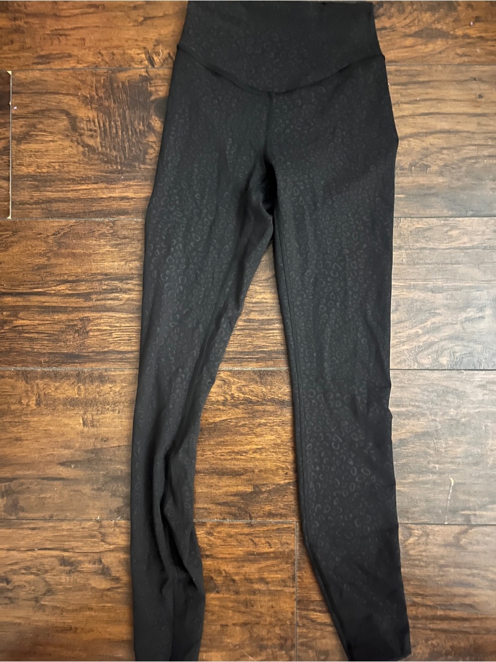 lululemon athletica Black High-Rise Leggings with Subtle Leopard Texture
